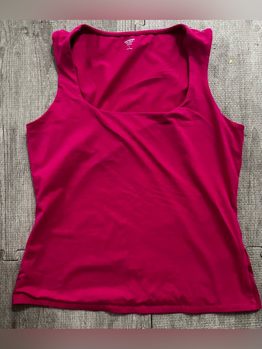 Express Body Contour Pink Solid Knit Scoop Neck Sleeveless Stretch Tank Top L